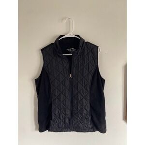 Made For Life Womens XL Black Quilted Fleece Full Zip Vest RN93677